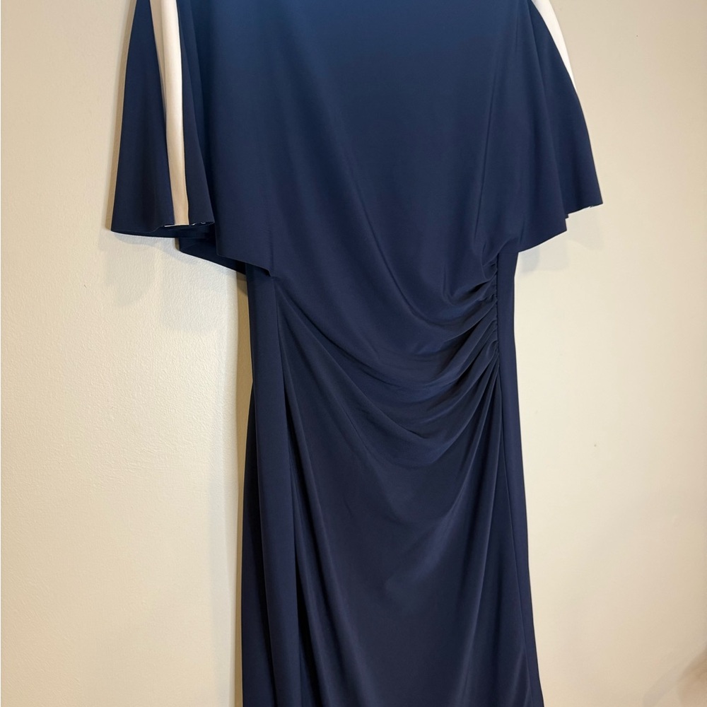 Ralph Lauren Blue Asymmetrical Ruched Sheath Dress
